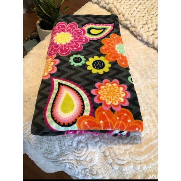 BEAUTIFUL RETIRED VERA BRADLEY ZIGGY ZINNIA PRINT LARGE BLANKET/THROW - Picture 5 of 5